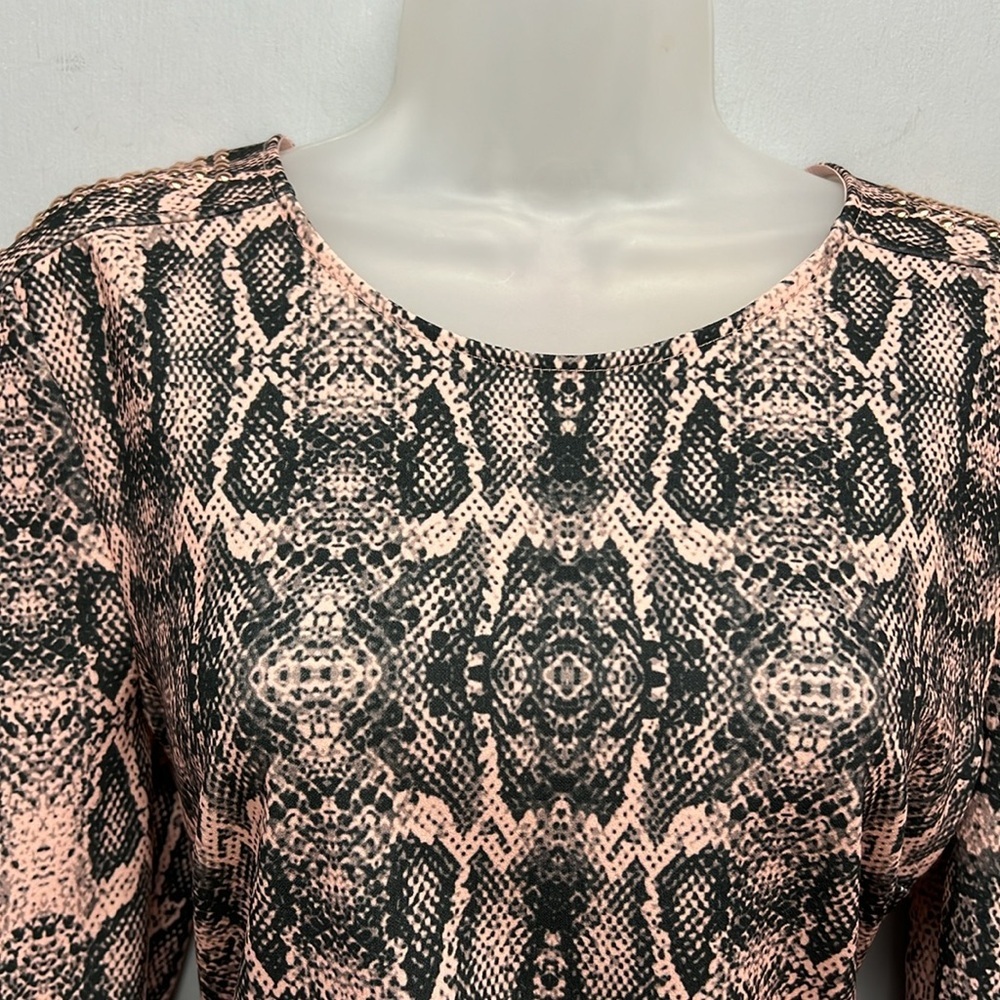 Aniye By Python Print Studded Sleeve Mini Sheath … - image 8